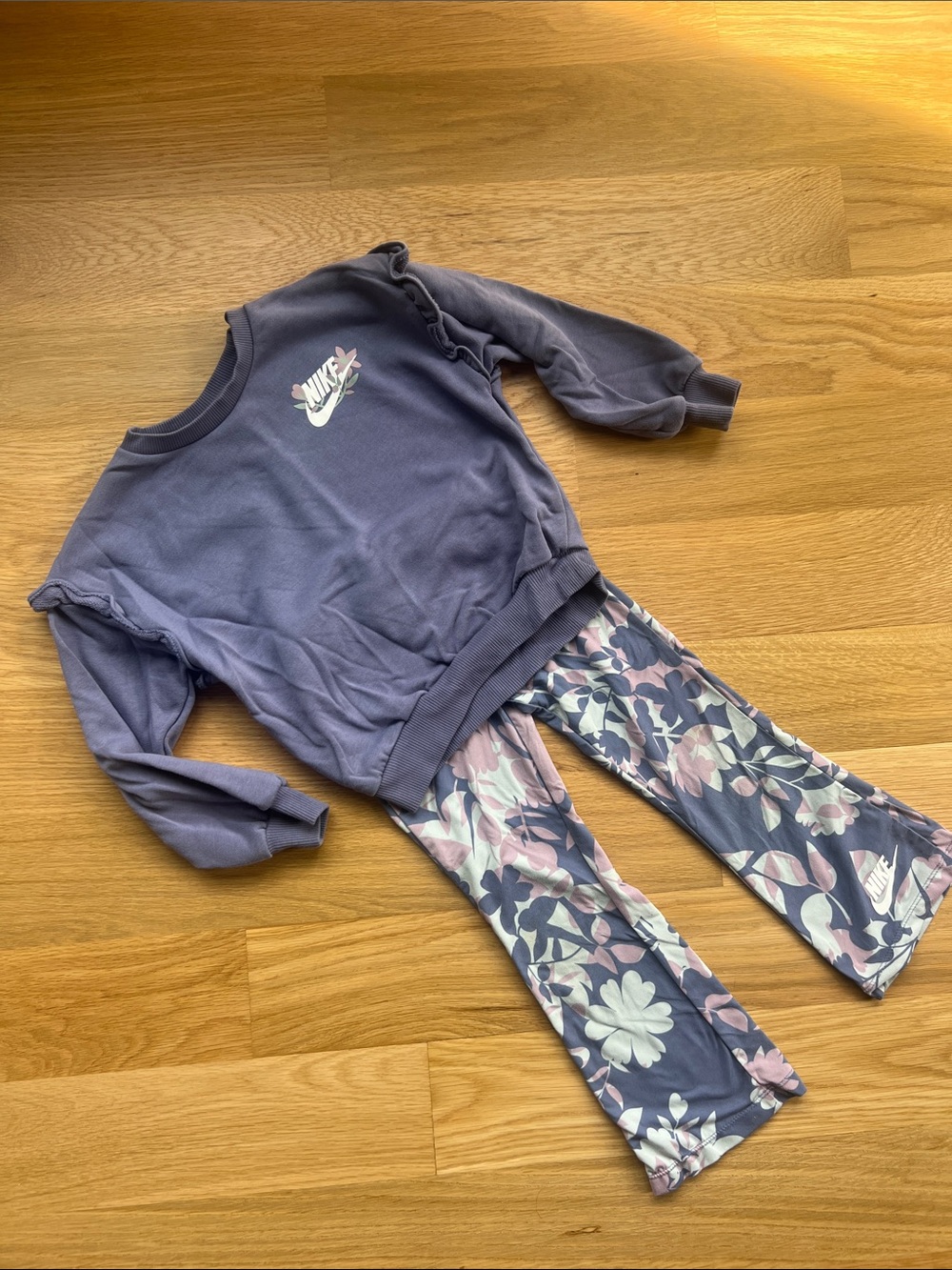 Nike Kids Purple Sweatshirt with Floral Leggings Set